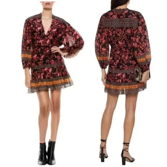 NWOT Alice + Olivia Sedona Mandarin Silk/Cotton Mini Dress Size 2 #FC412 - Picture 1 of 11